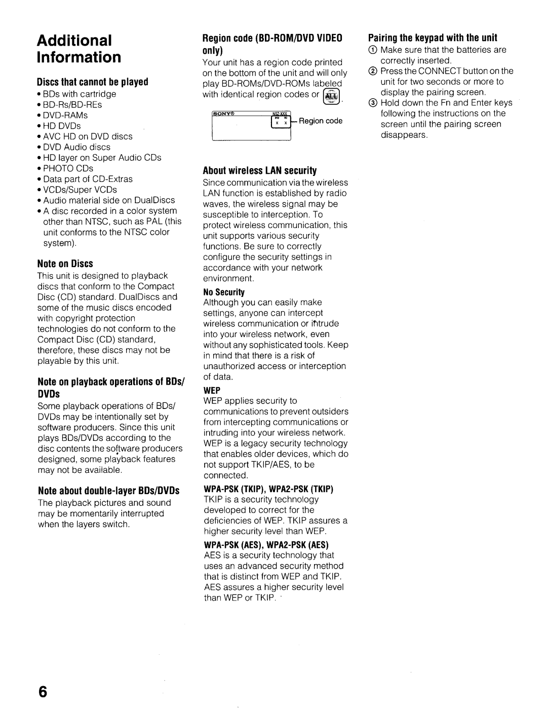 Sony NSZ-GT1 setup guide Additional Information 