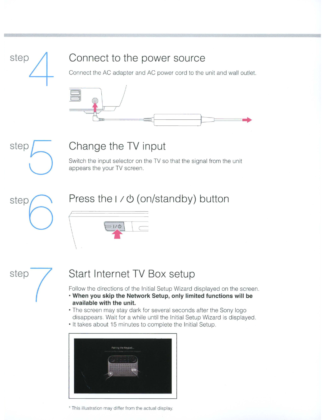 Sony NSZ-GT1 setup guide Connect to the power source 