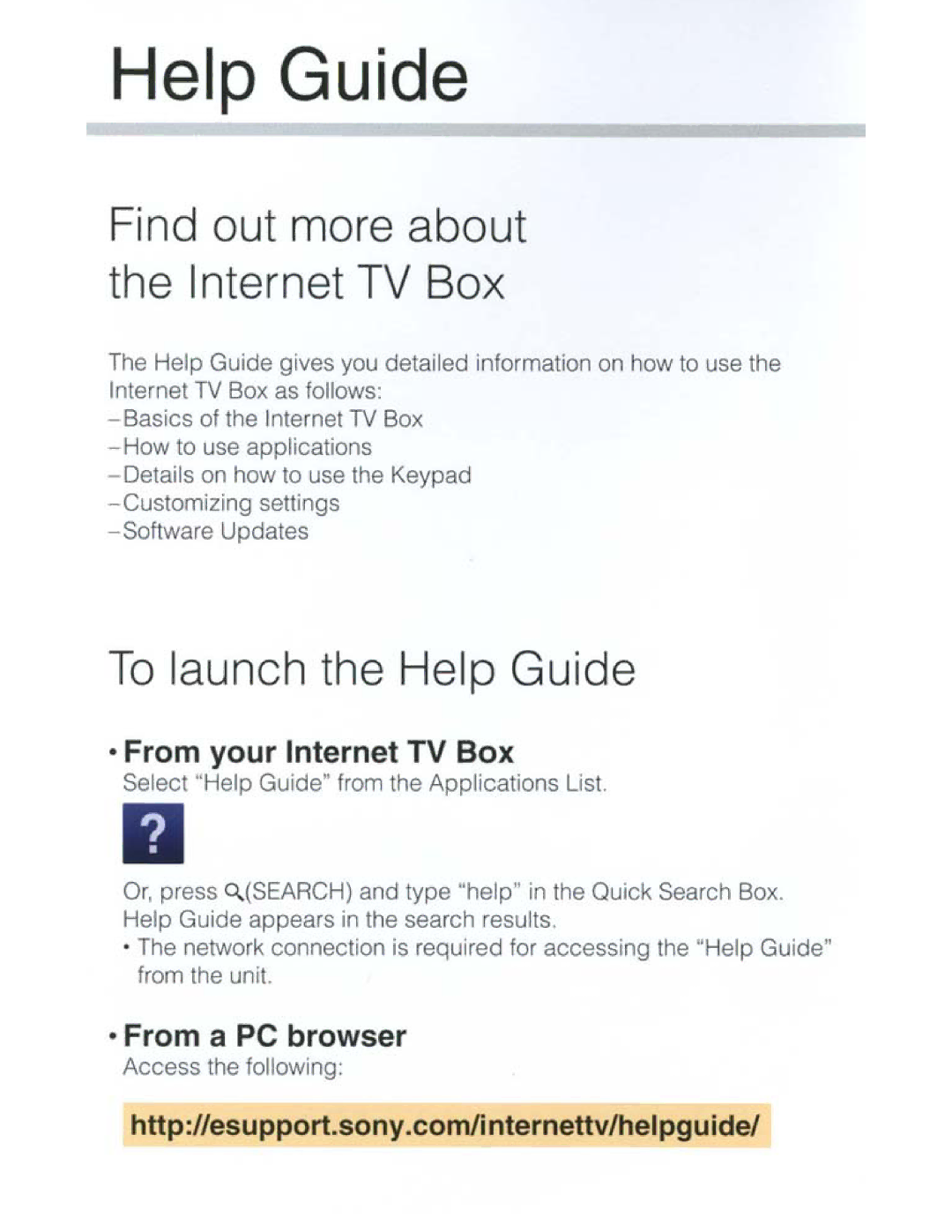 Sony NSZ-GT1 setup guide Help Guide 