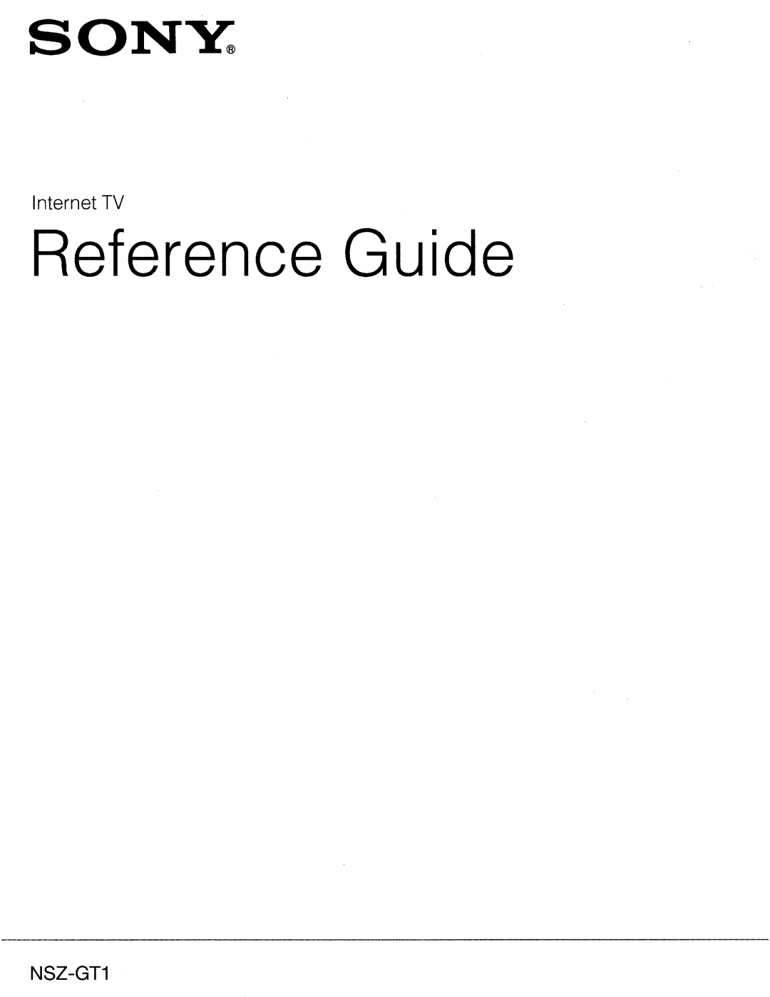 Sony NSZ-GT1 setup guide Reference Guide 