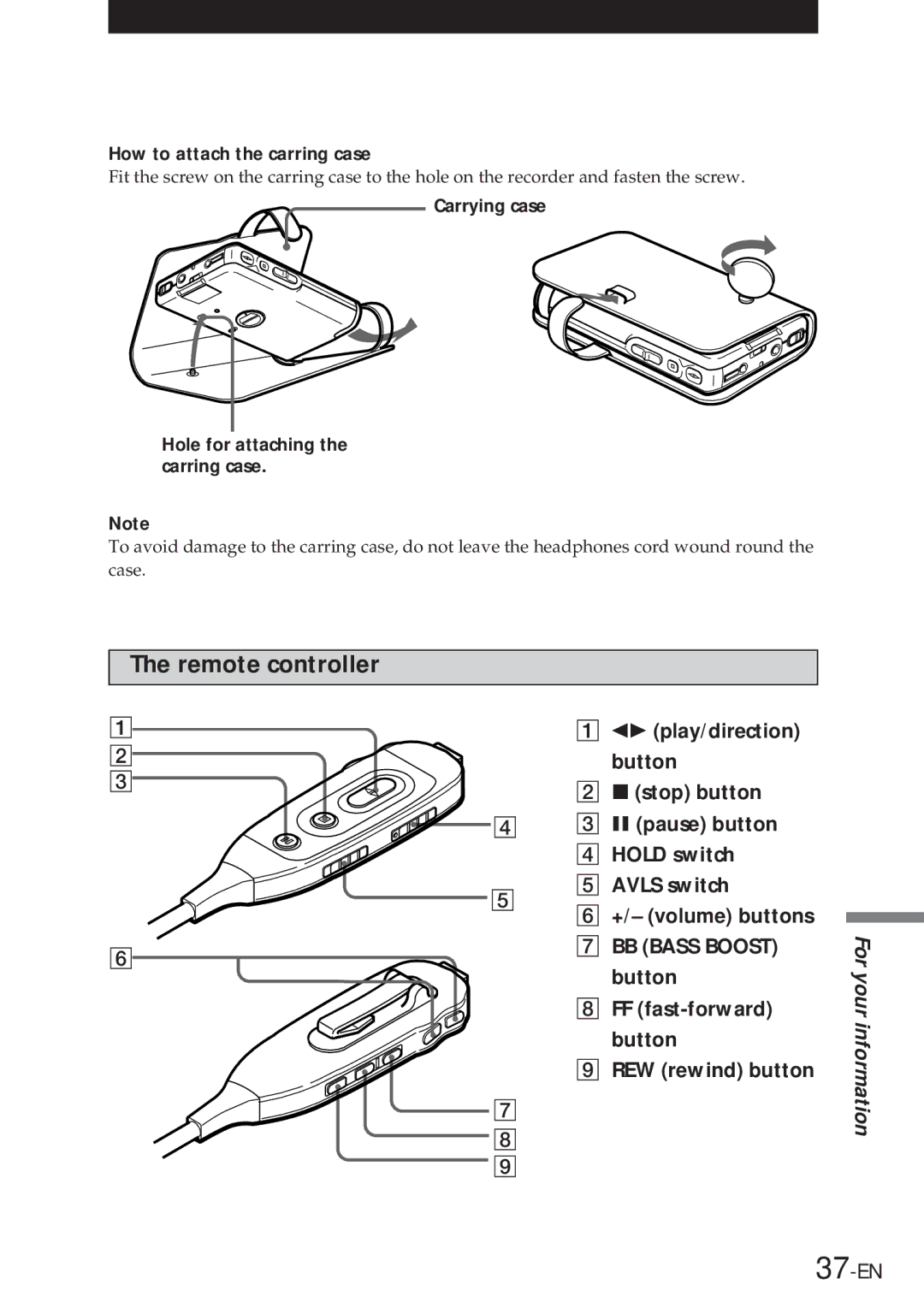 Sony NT-2 manual Remote controller 