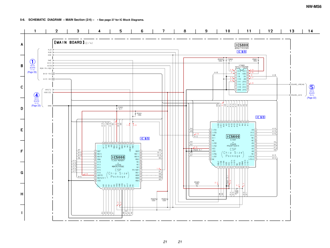 Sony NW-MS6 service manual Schematic Diagram Main /4 See page 27 for IC Block Diagrams 