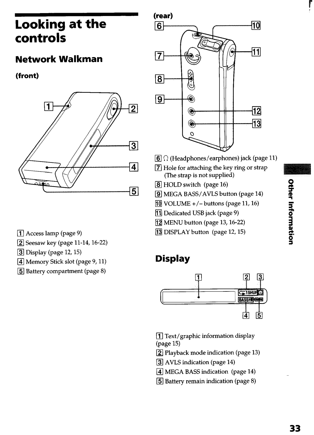 Sony NW-MS9 operating instructions Looking at the controls, Network Walkman, Q q q, Display 