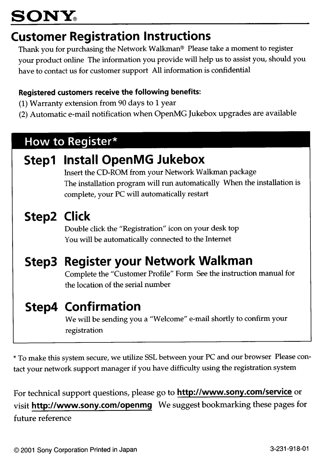 Sony NW-MS9 Registered customers receive the following benefits, Double, Registration Icon, You will Automatically 