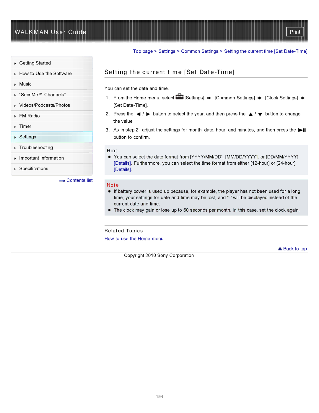 Sony NWZ-E353, NWZ-E355, NWZ-E354 specifications 154 