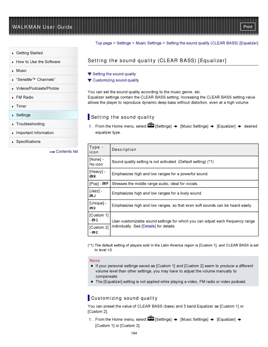 Sony NWZ-E354, NWZ-E355, NWZ-E353 specifications 164 