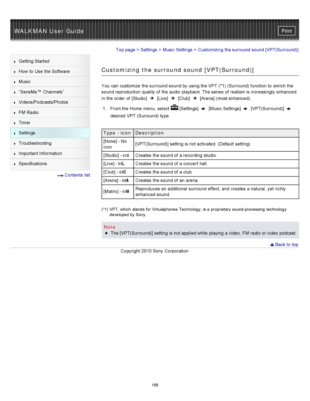 Sony NWZ-E353, NWZ-E355, NWZ-E354 specifications 166 