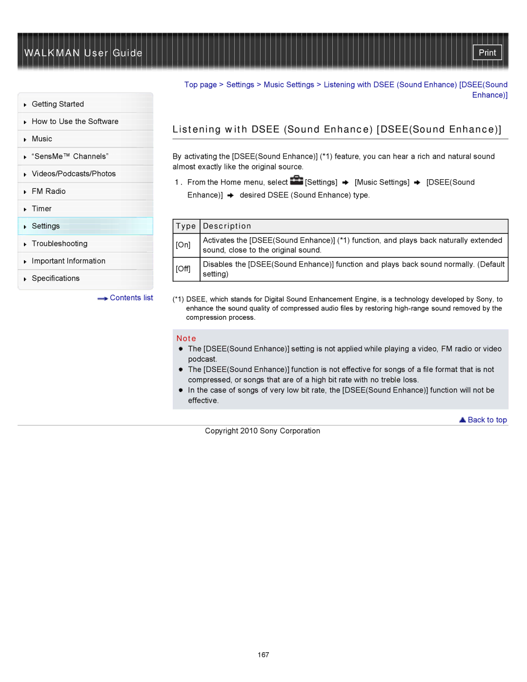 Sony NWZ-E354, NWZ-E355, NWZ-E353 specifications 167 