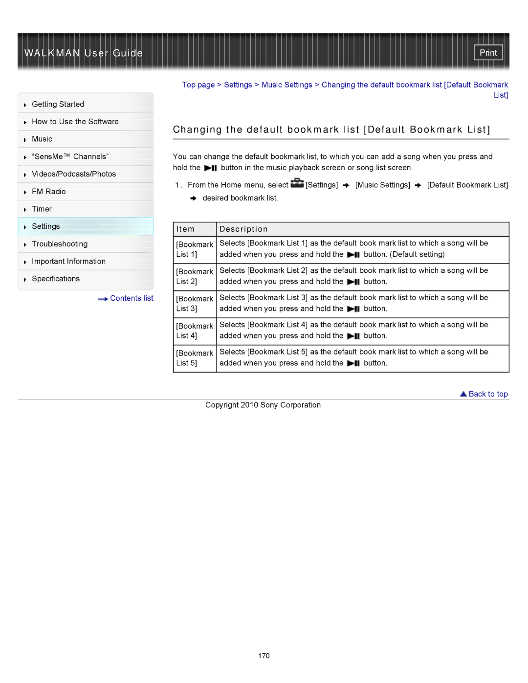 Sony NWZ-E354, NWZ-E355, NWZ-E353 specifications 170 