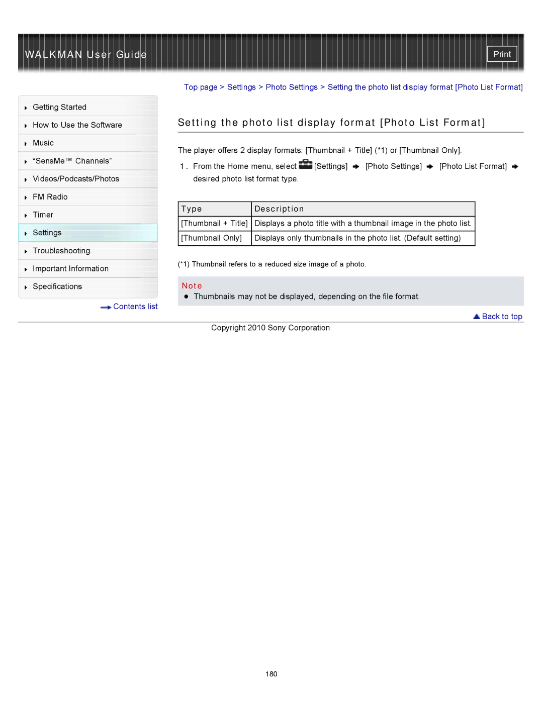 Sony NWZ-E355, NWZ-E353, NWZ-E354 specifications Timer Thumbnail + Title 