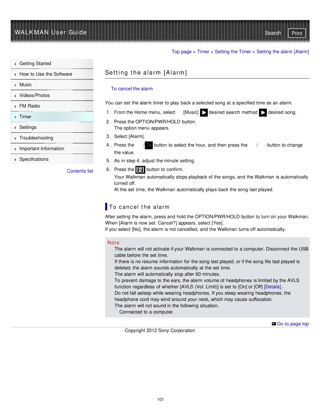 Sony NWZ-E375, NWZ-E373, NWZ-E374RED specifications Setting the alarm Alarm, To cancel the alarm 