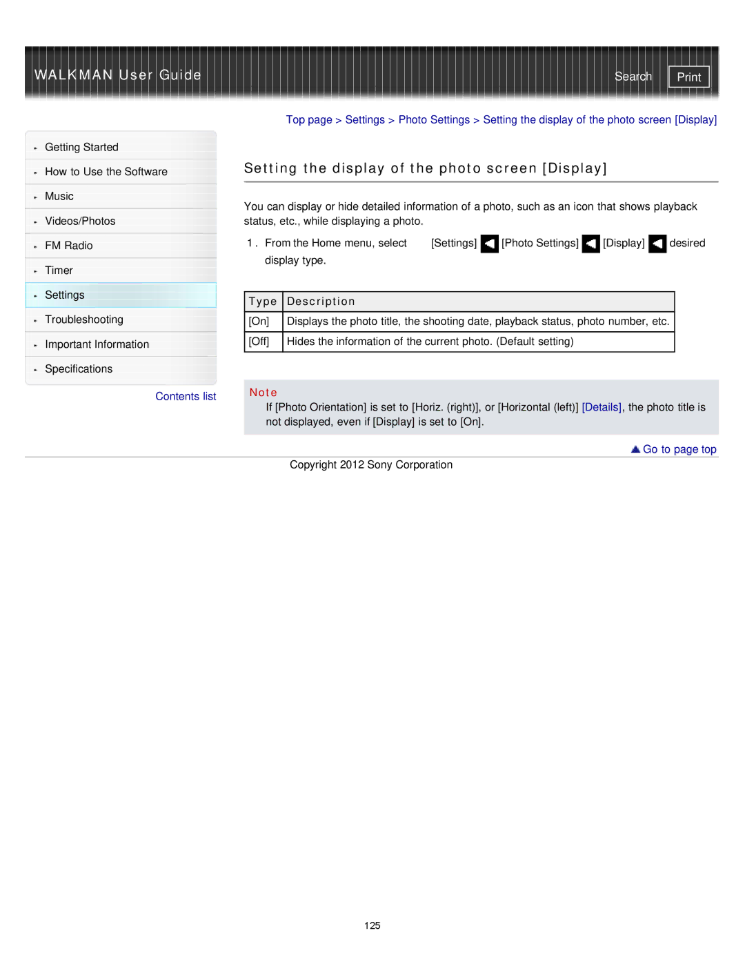 Sony NWZ-E375, NWZ-E373, NWZ-E374RED specifications 125 