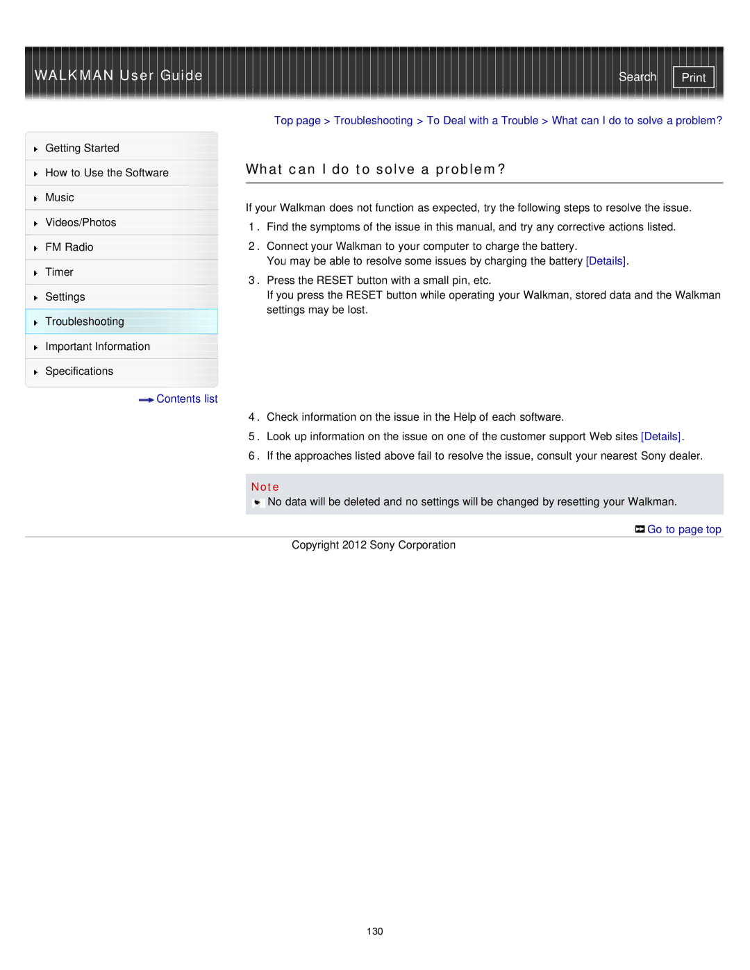 Sony NWZ-E373, NWZ-E375, NWZ-E374RED specifications What can I do to solve a problem? 