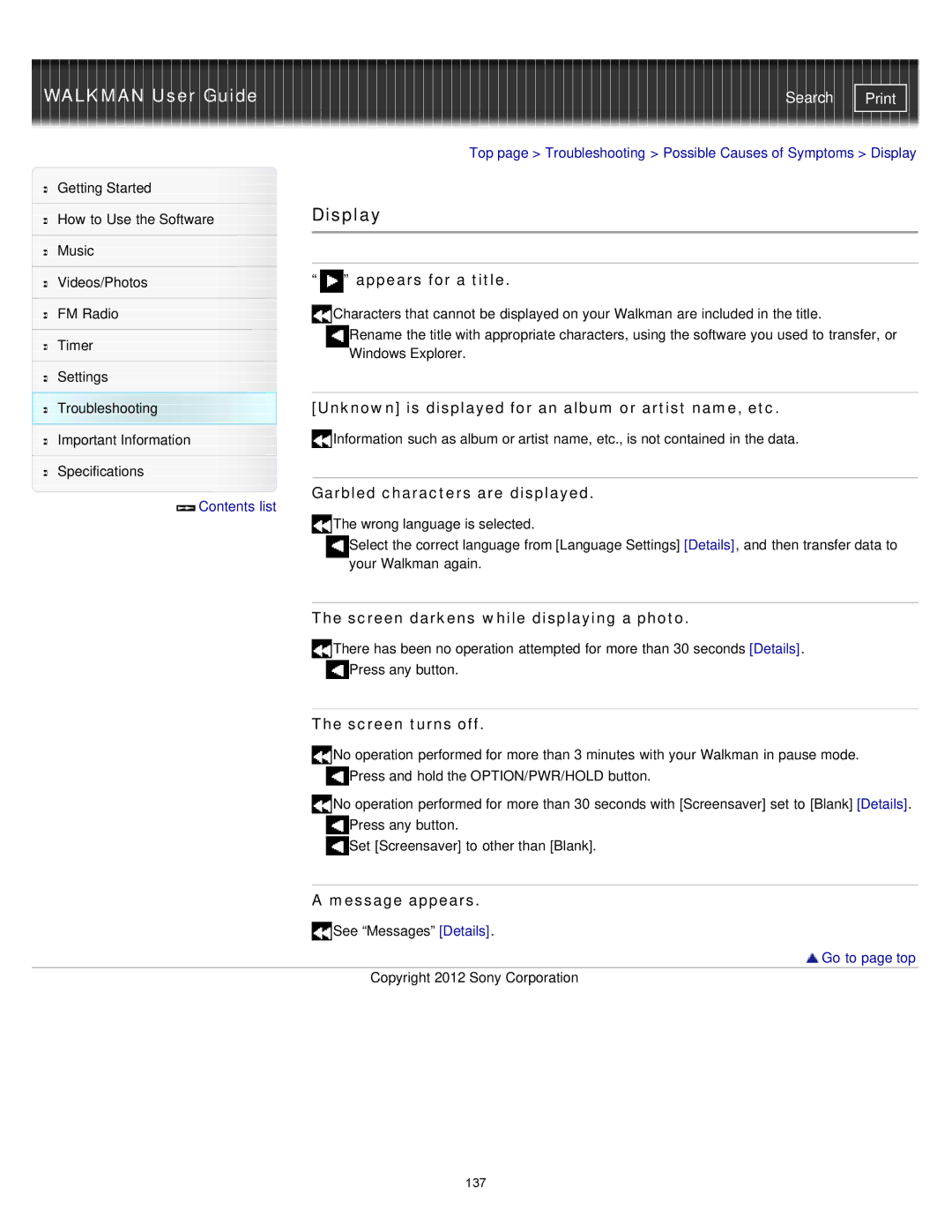 Sony NWZ-E375, NWZ-E373, NWZ-E374RED specifications Display 