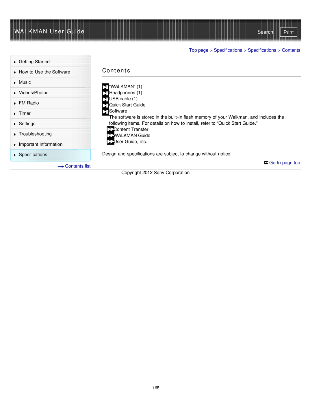 Sony NWZ-E375, NWZ-E373, NWZ-E374RED specifications Contents 