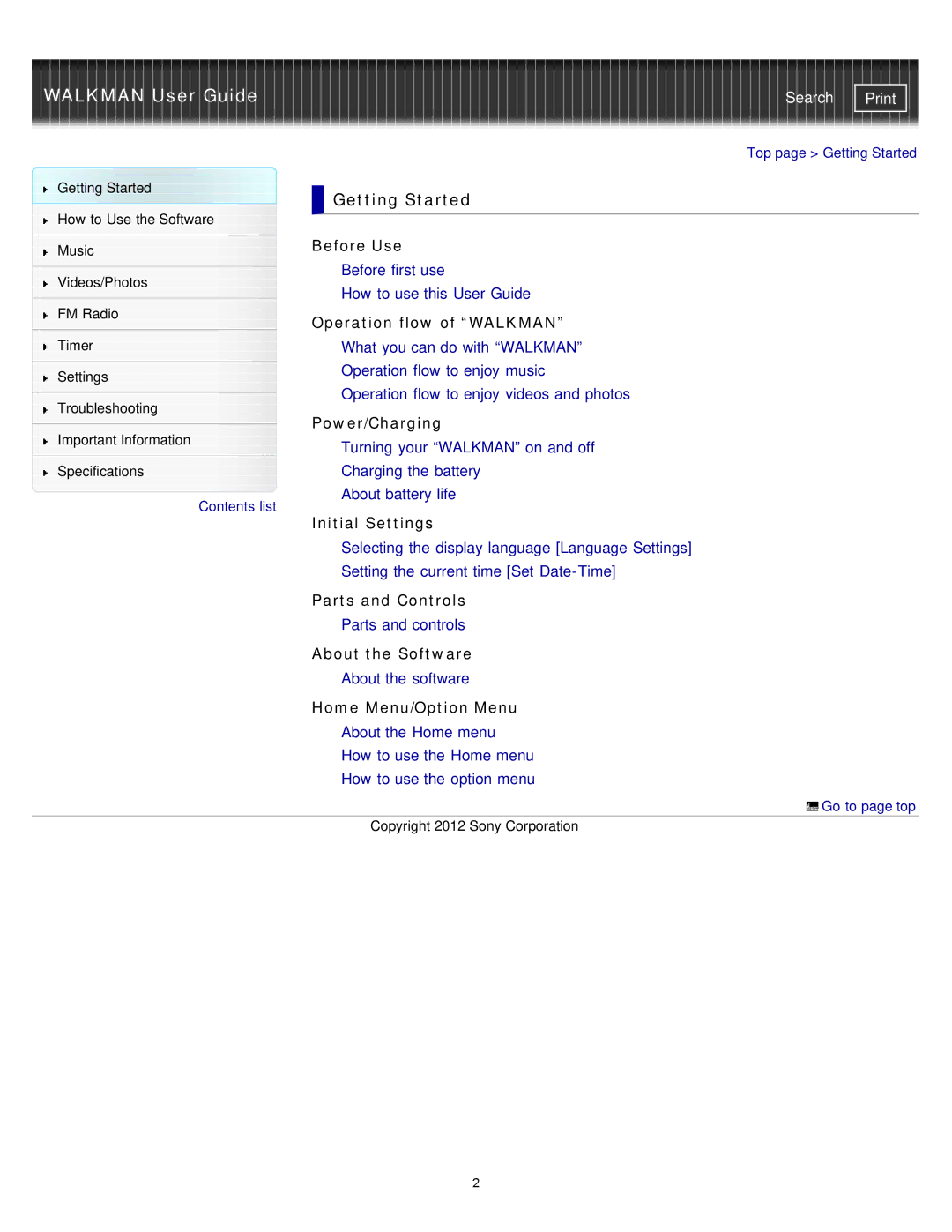 Sony NWZ-E373, NWZ-E375, NWZ-E374RED specifications Getting Started 