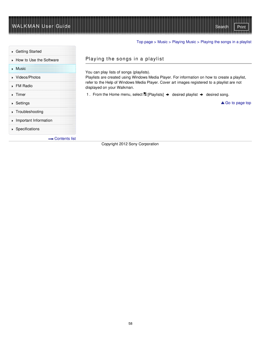 Sony NWZ-E373, NWZ-E375, NWZ-E374RED specifications Playing the songs in a playlist 