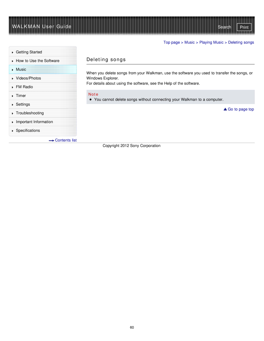 Sony NWZ-E375, NWZ-E373, NWZ-E374RED specifications Deleting songs 