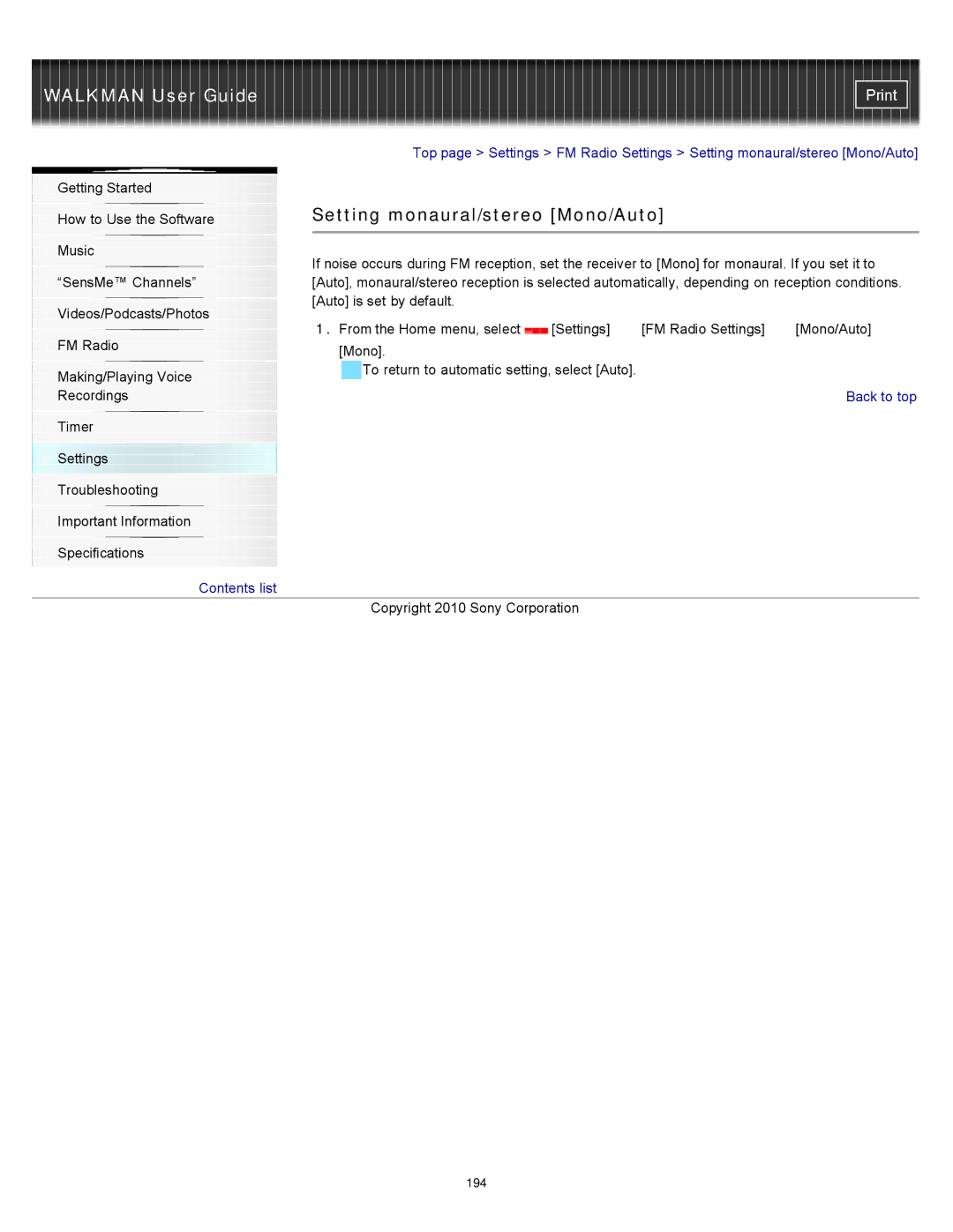 Sony NWZ-E454, NWZ-E455, NWZ-E453 specifications 194 