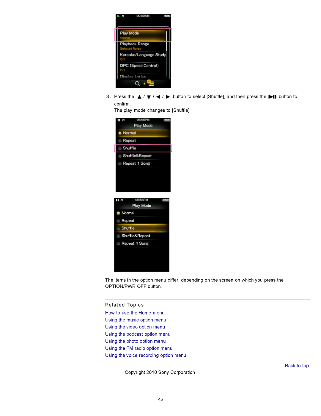 Sony NWZ-E455, NWZ-E453, NWZ-E454 specifications Related Topics 