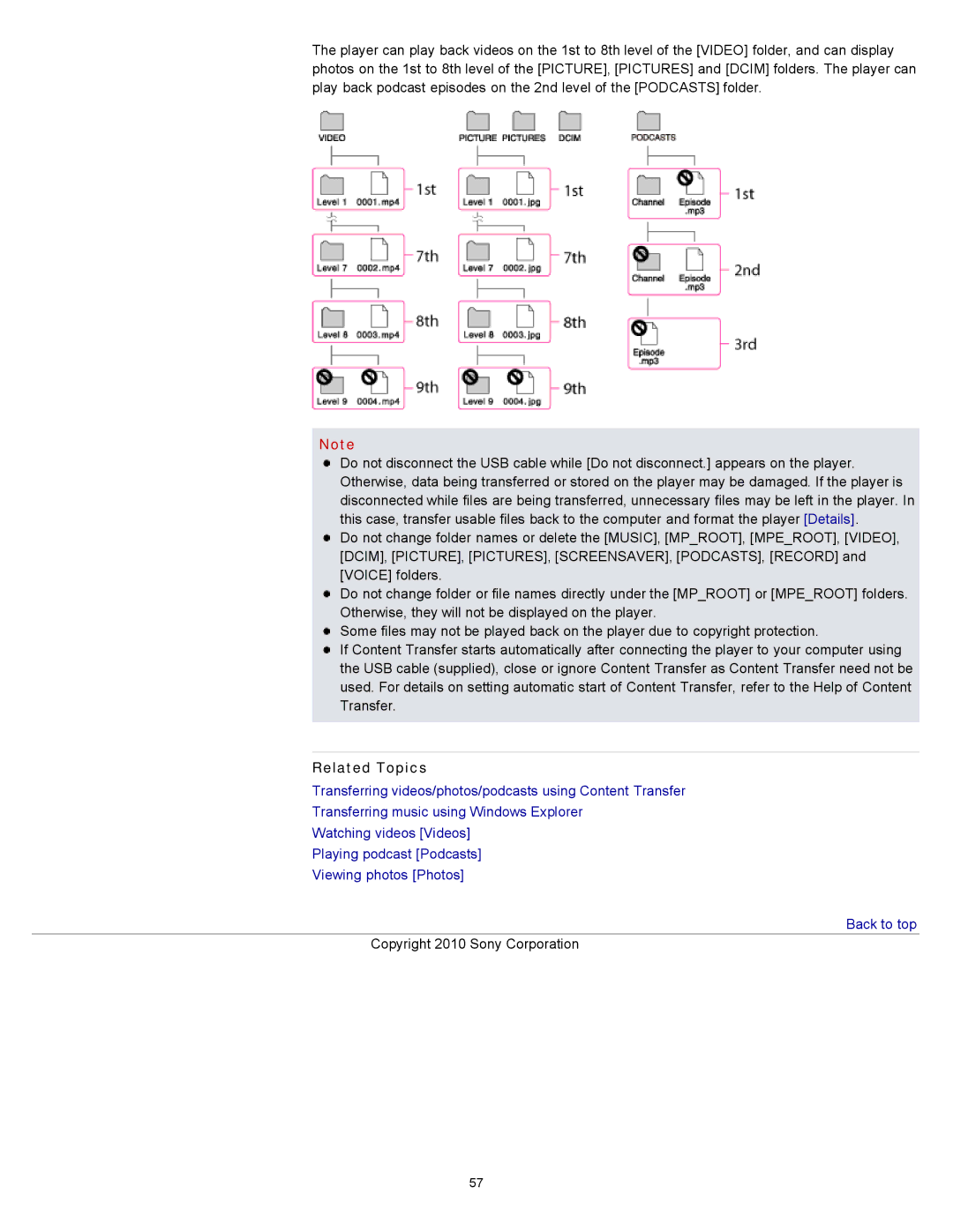 Sony NWZ-E455, NWZ-E453, NWZ-E454 specifications Related Topics 