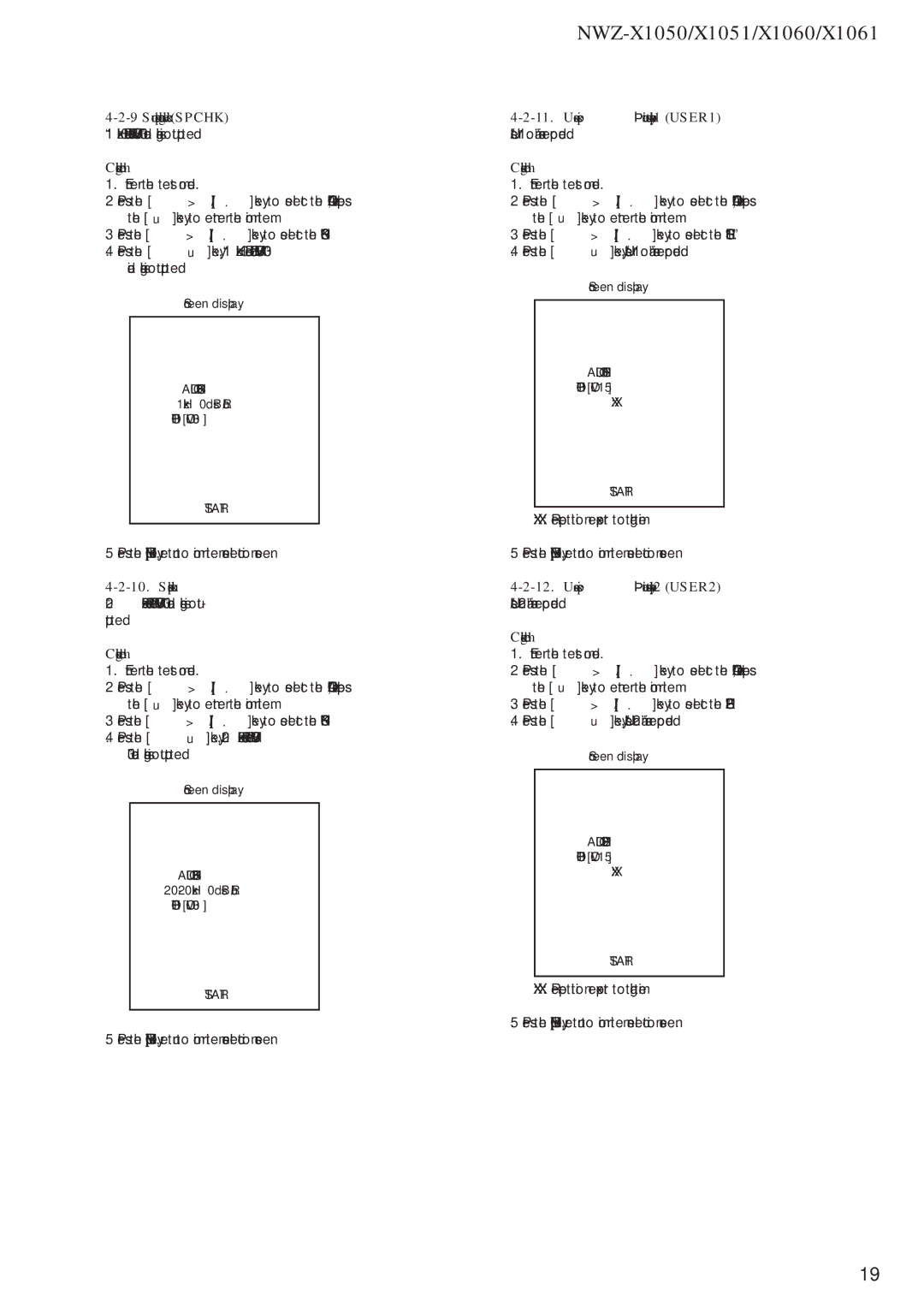 Sony NWZ-X1051 service manual Speaker check 