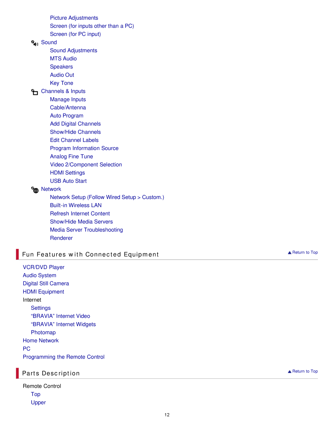 Sony NX80X manual Fun Features with Connected Equipment, Parts Description 