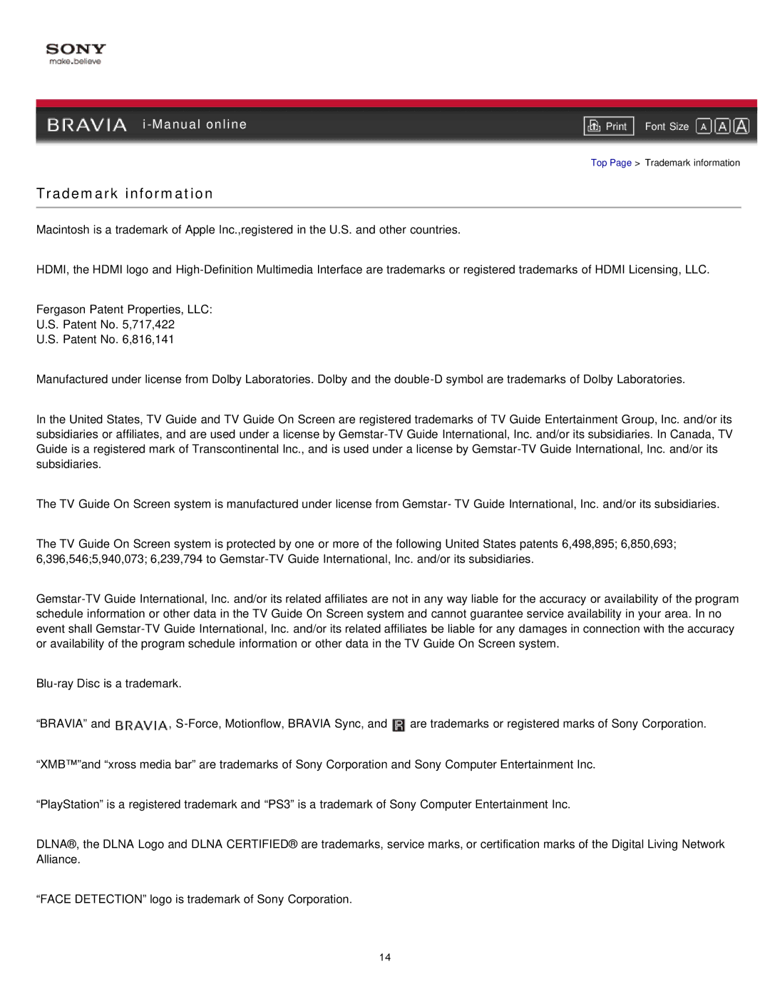 Sony NX80X manual Trademark information 