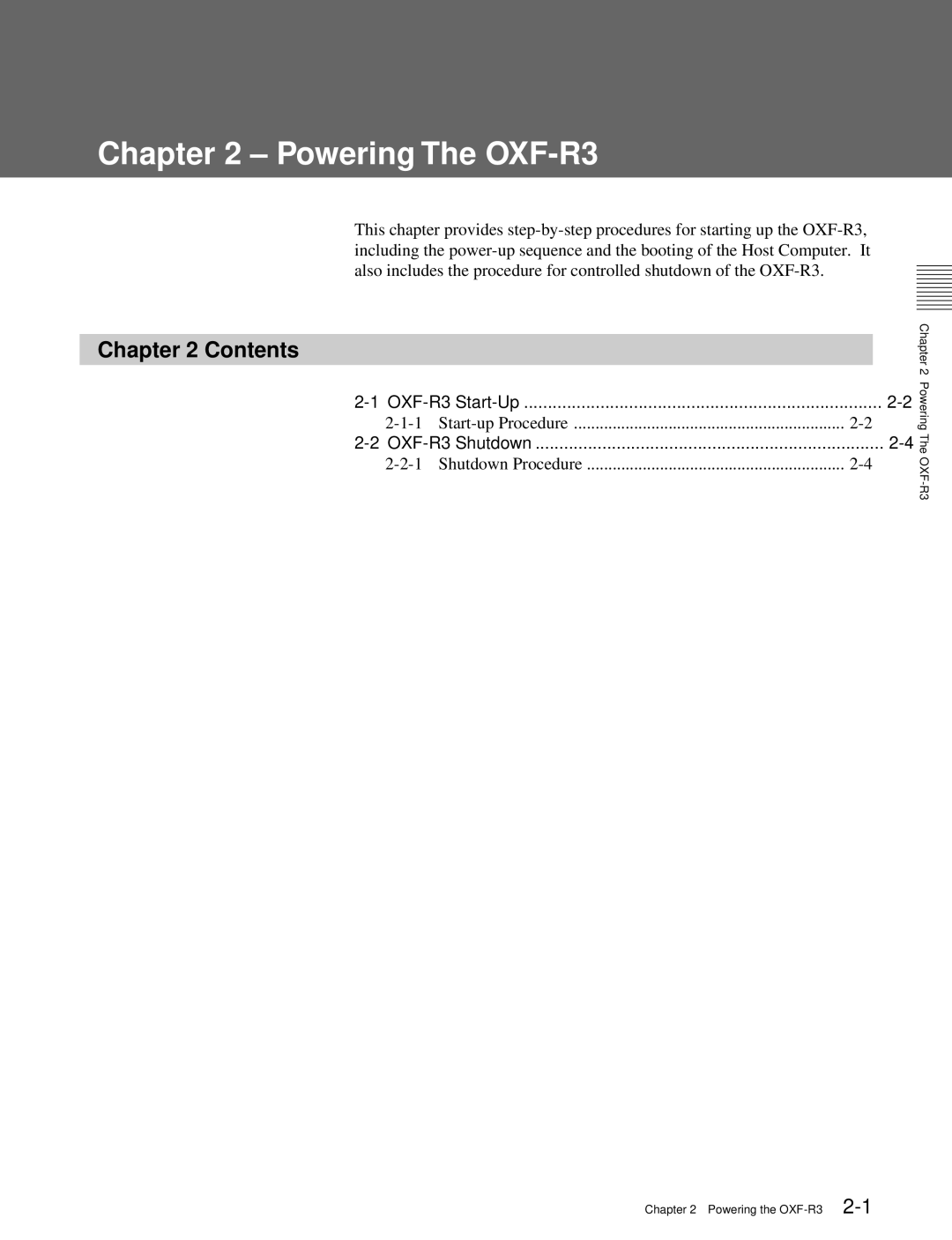 Sony operation manual Powering The OXF-R3, Contents 