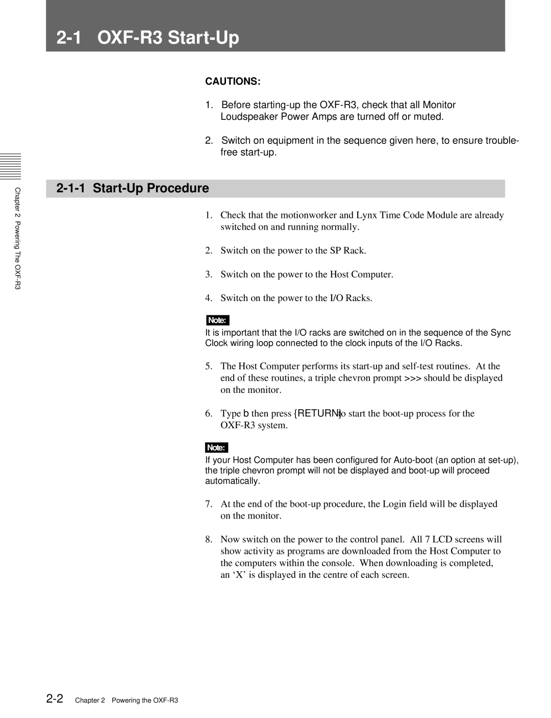 Sony OXF-R3 operation manual OXF1-OXFR3 Start-R3-UpStartProcedure-Up, Start-Up Procedure 