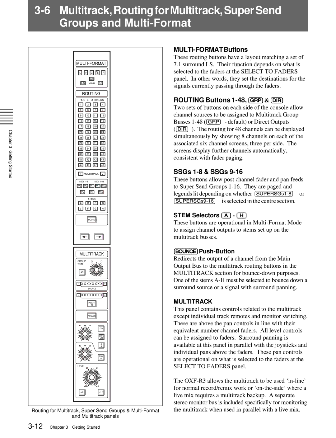 Sony OXF-R3 operation manual Multitrack, Routing for Multitrack, Super Send, MULTI-FORMAT Buttons 