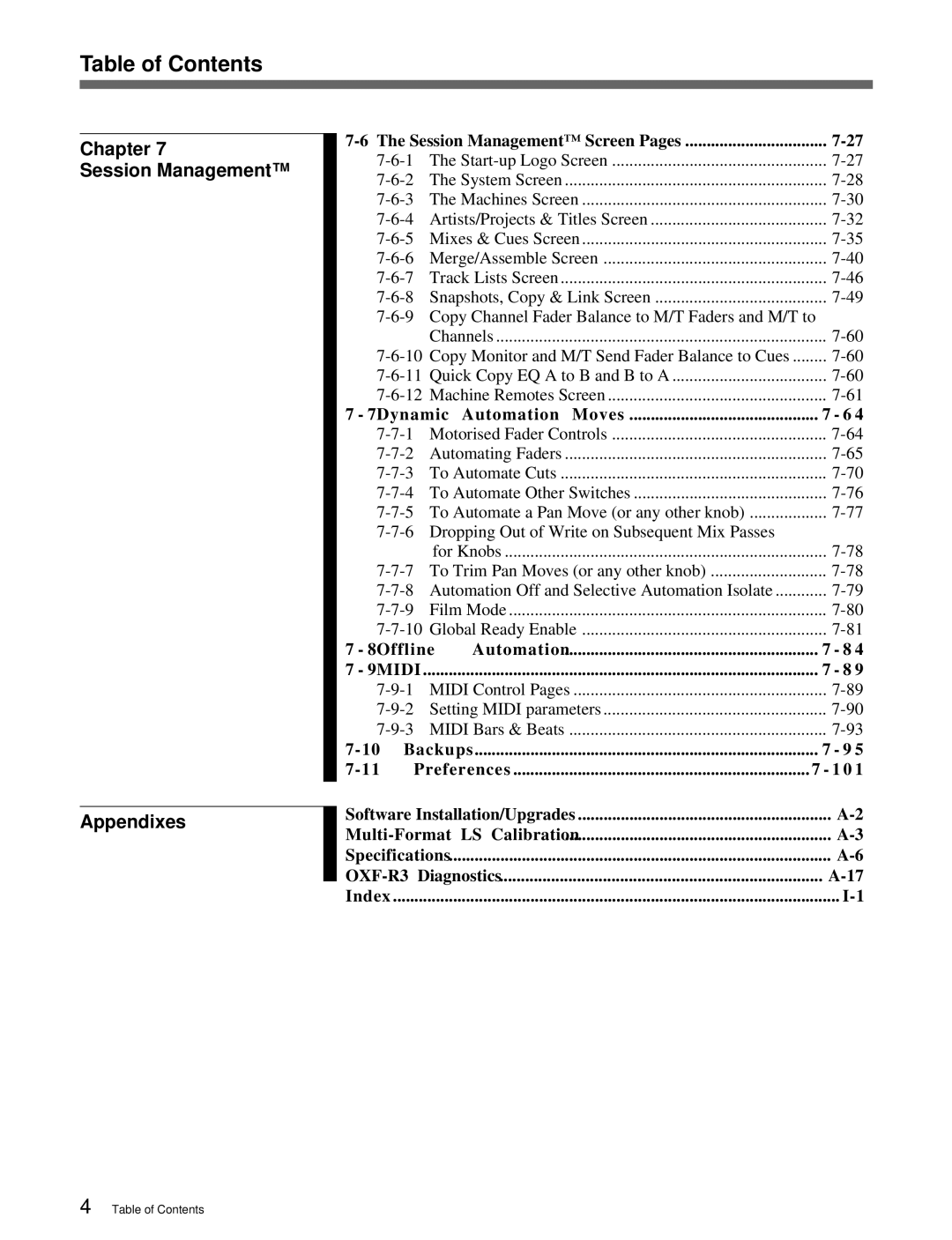 Sony OXF-R3 operation manual Chapter Session Management Appendixes 