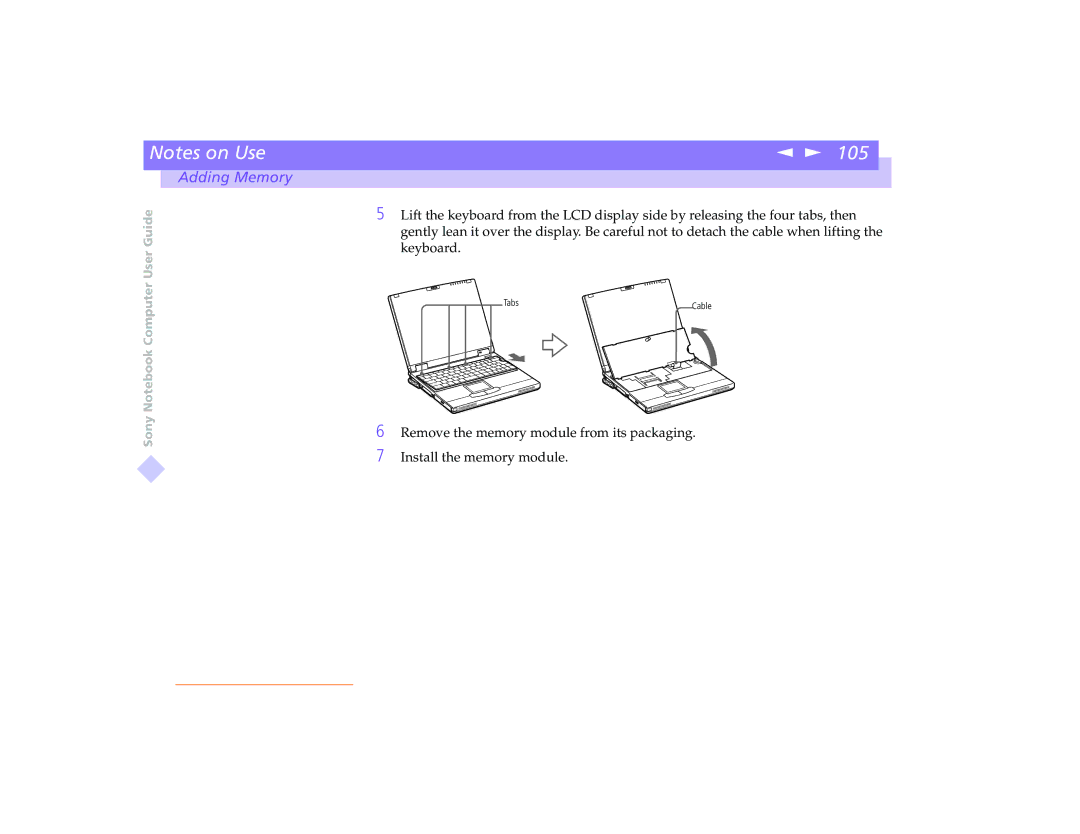 Sony PCG-8491 manual Cable 