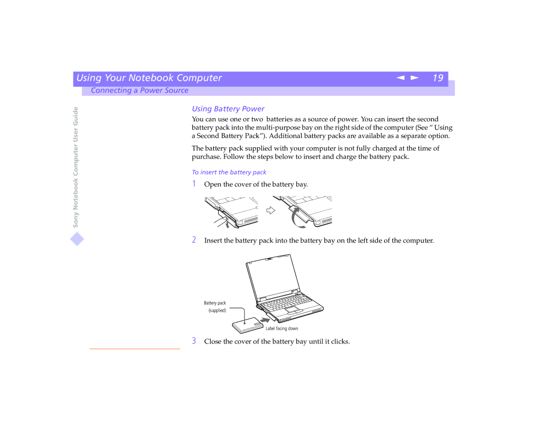 Sony PCG-8491 manual Using Battery Power 