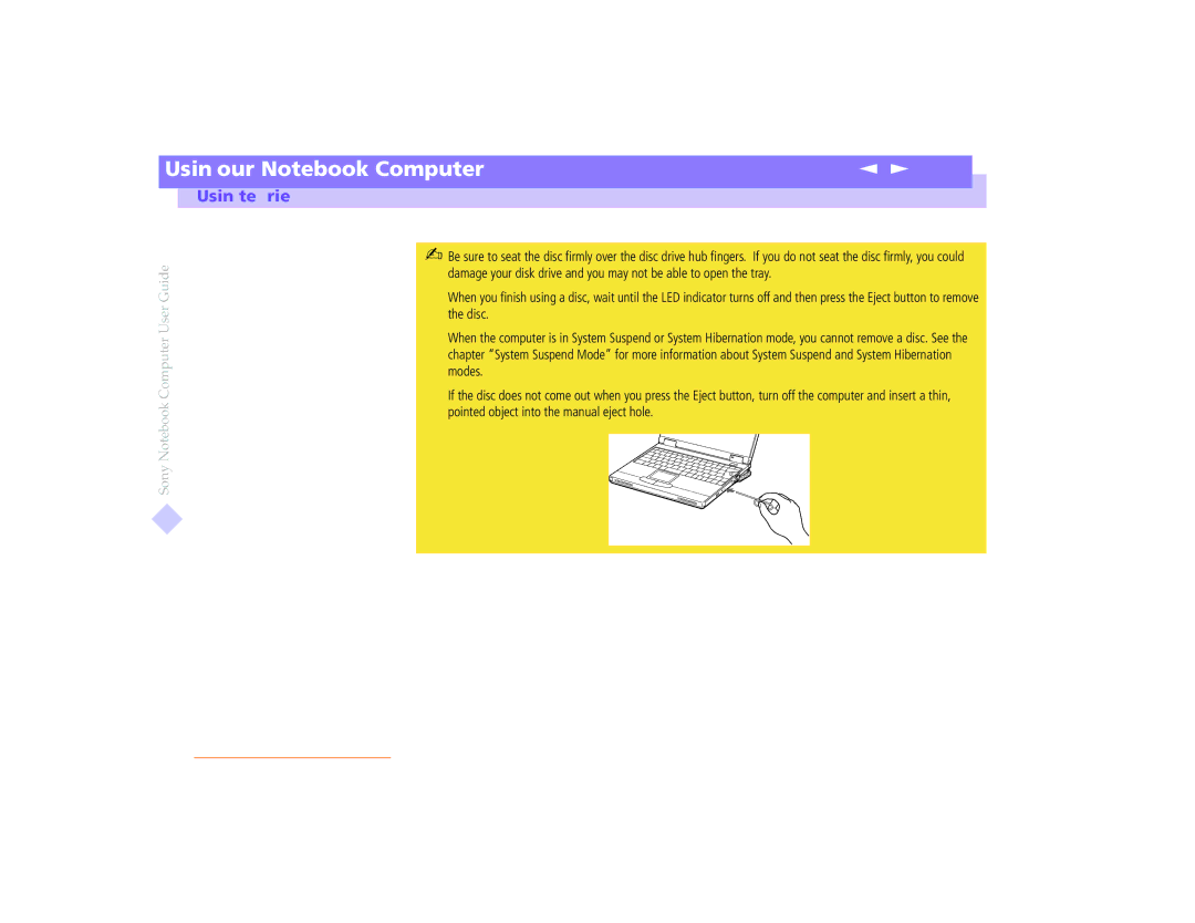 Sony PCG-8491 manual Using Your Notebook Computer 