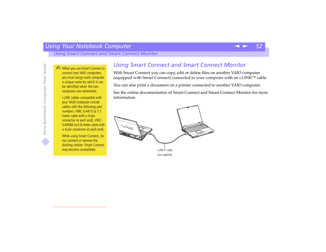 Sony PCG-8491 manual Using Smart Connect and Smart Connect Monitor 