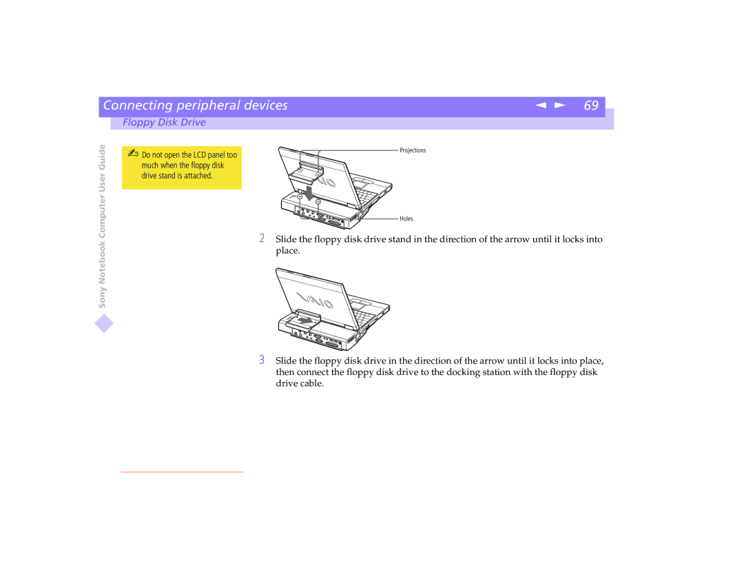 Sony PCG-8491 manual Projections Holes 