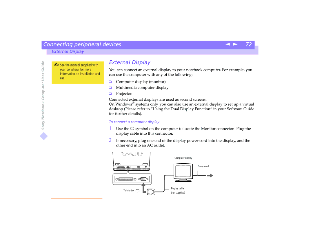 Sony PCG-8491 manual External Display 