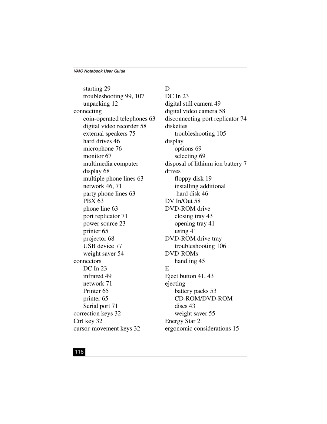 Sony PCG-9332, PCG-931A, PCG-933A, PCG-932A, PCG-9322, PCG-9312 manual 116 