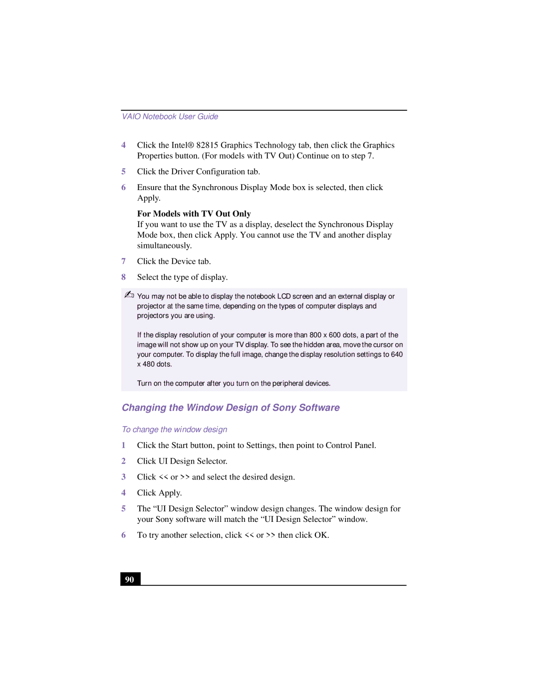 Sony PCG 9542, PCG-9552, PCG-955A, PCG-954A manual Changing the Window Design of Sony Software, To change the window design 