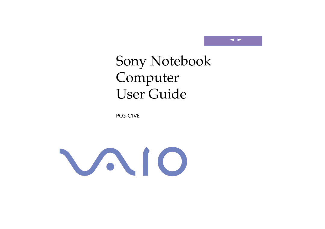 Sony PCG-C1VE manual Sony Notebook Computer User Guide 