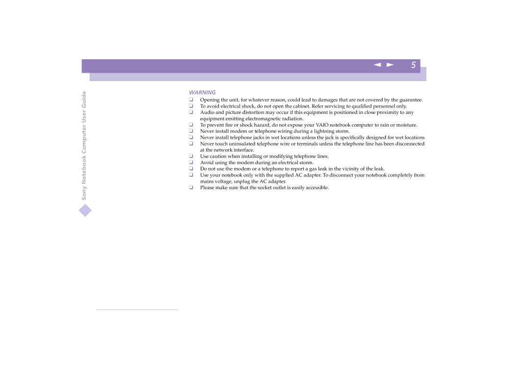 Sony PCG-C1VE manual Equipment emitting electromagnetic radiation 