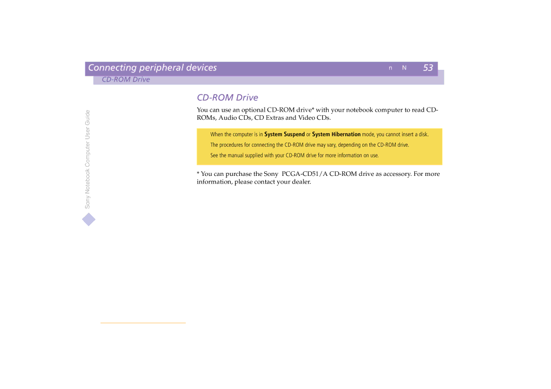 Sony PCG-C1VE manual CD-ROM Drive 