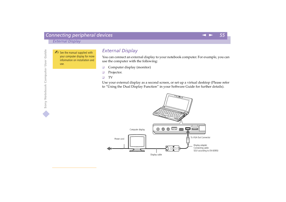 Sony PCG-C1VE manual External Display 