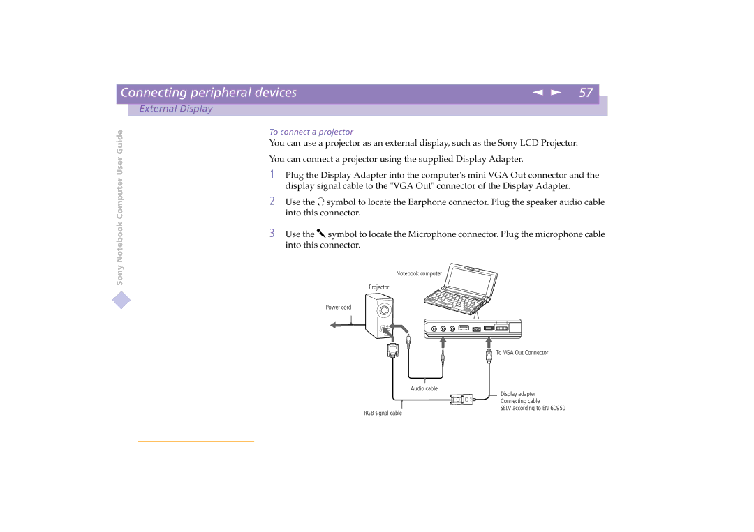 Sony PCG-C1VE manual To connect a projector 