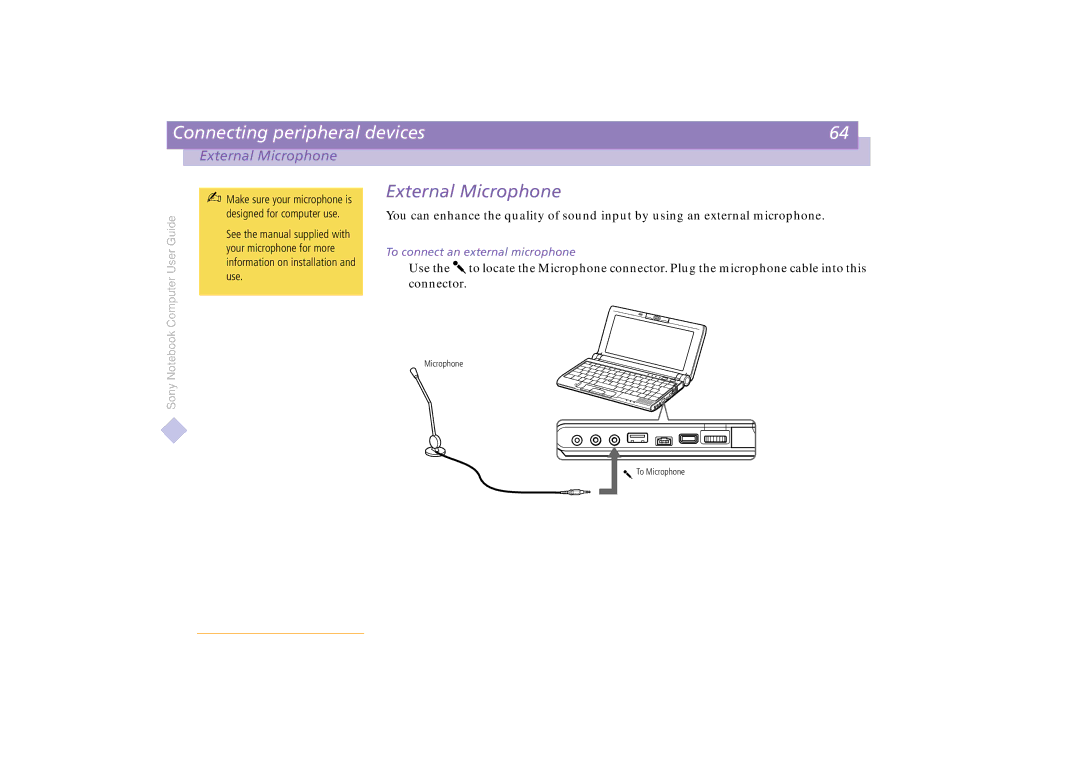 Sony PCG-C1VE manual External Microphone 