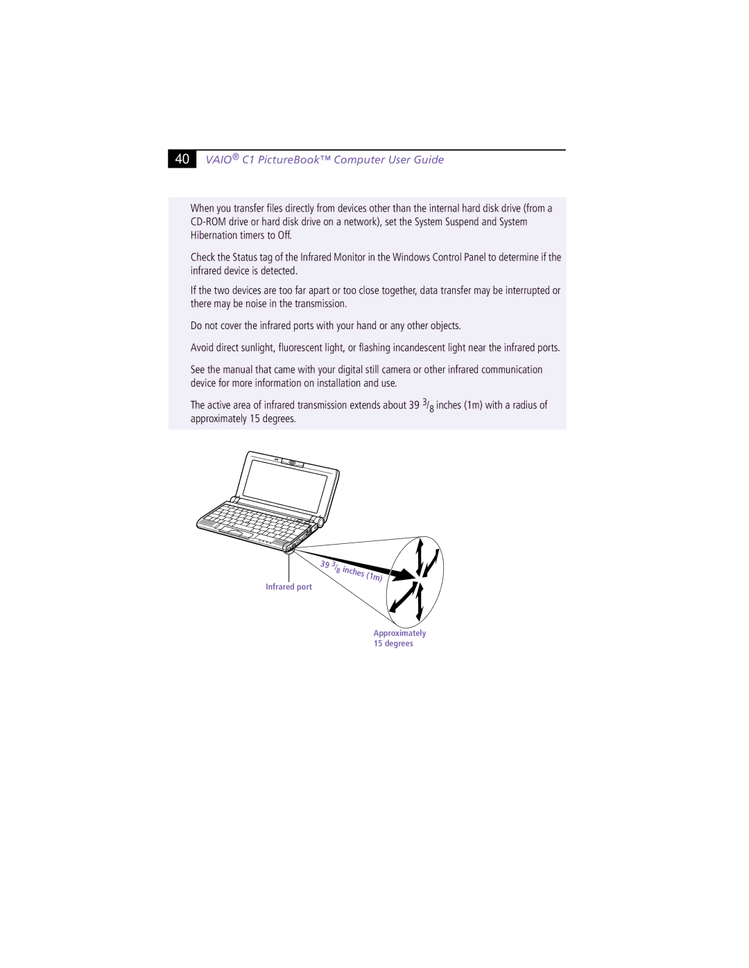 Sony PCG-C1XS manual Inches 1m 