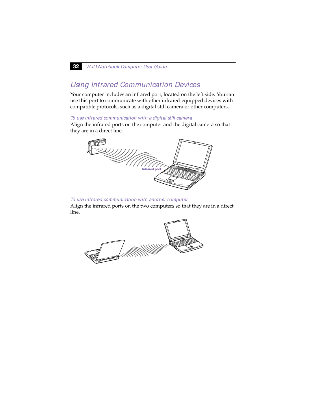 Sony PCG-F190, PCG-F150 Using Infrared Communication Devices, To use infrared communication with a digital still camera 