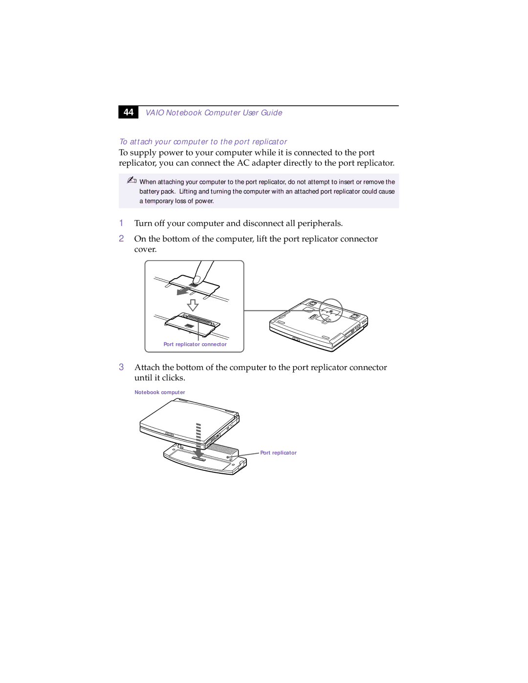 Sony PCG-F190, PCG-F150, PCG-F160, PCG-F180 manual Port replicator connector 