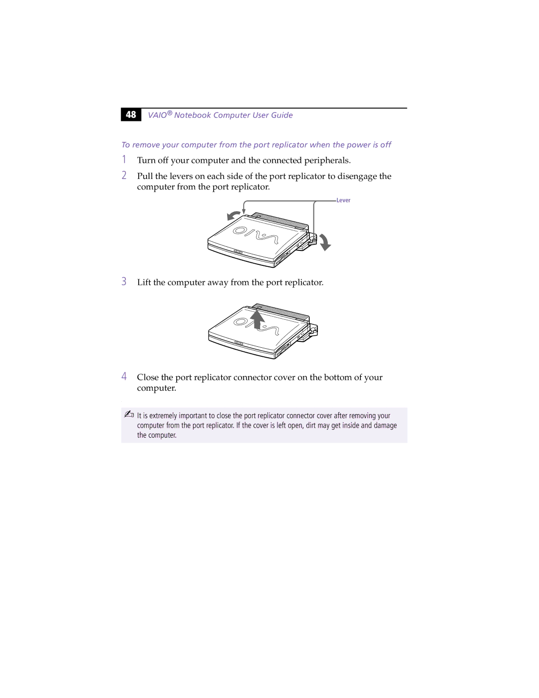 Sony PCG-F430, PCG-F450 manual Lever 